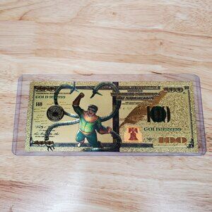 Dr Octopus Marvel 24K Gold Foil Plate Note Certificate Bill $100 Novelty Gift